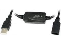 LogiLink 20M USB 2.0 - USB 2.0 M/F, 20 m, USB A, USB A, USB 2.0, Hane/Hona, Svart