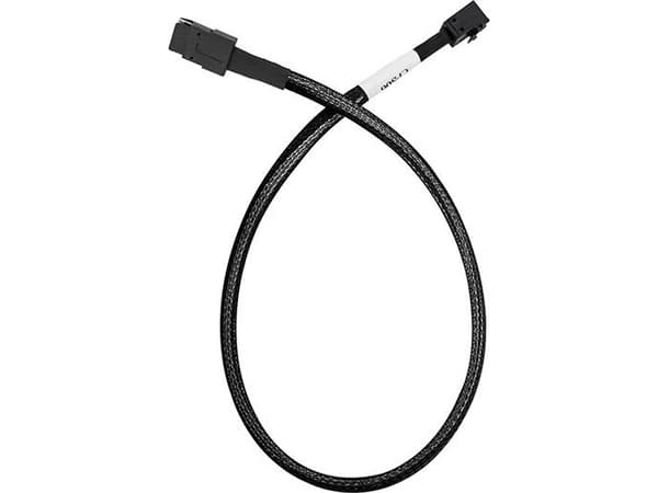 SilverStone CPS06 - SAS intern kabel - med sidebånd - 4-spors - 4 x Mini SAS HD (SFF-8643) (hann) til Mini SAS (SFF-8087) (hann) - 60 cm - svart