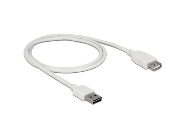 Delock Easy - USB-förlängningskabel - USB (hane) vändbar till USB (hona) - USB 2.0 - 1 m - vit
