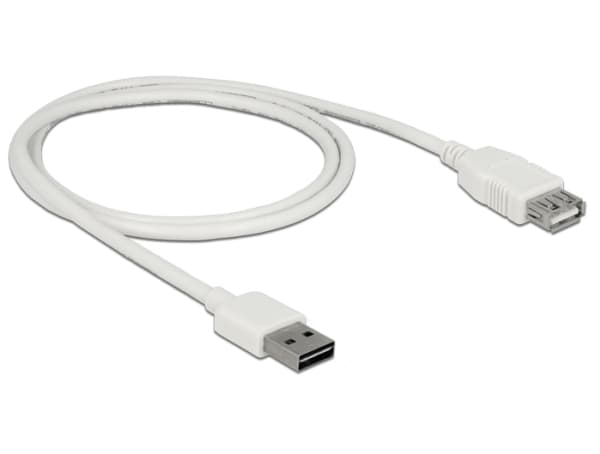 Delock Easy - USB-förlängningskabel - USB (hane) vändbar till USB (hona) - USB 2.0 - 1 m - vit
