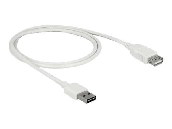 Delock Easy - USB-förlängningskabel - USB (hane) vändbar till USB (hona) - USB 2.0 - 1 m - vit