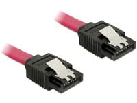 Delock - SATA-kabel - Serial ATA 150/300/600 - SATA (hane) till SATA (hane) - 30 cm - tumklämmor - röd - för P/N: 89270, 89271