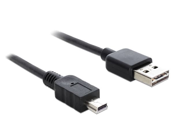 Delock Easy - USB-kabel - USB (hane) vändbar till mini-USB typ B (hane) - USB 2.0 - 2 m - svart