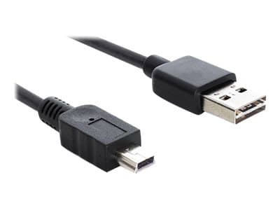 Delock Easy - USB-kabel - USB (hane) vändbar till mini-USB typ B (hane) - USB 2.0 - 2 m - svart