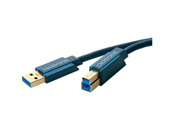 ClickTronic 3m USB3.0 A - B m/m, 3 m, USB A, USB B, USB 3.2 Gen 1 (3.1 Gen 1), Hane/Hane, Blå