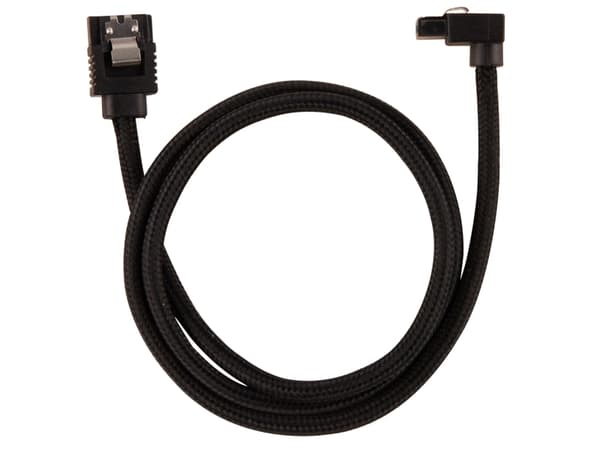 CORSAIR Premium Sleeved - SATA-kabel - Serial ATA 150/300/600 - SATA (hann) rett, låst til SATA (hann) høyrevinklet - 60 cm - svart (en pakke 2)