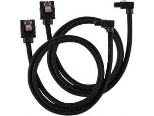CORSAIR Premium Sleeved - SATA-kabel - Serial ATA 150/300/600 - SATA (hann) rett, låst til SATA (hann) høyrevinklet - 60 cm - svart (en pakke 2)