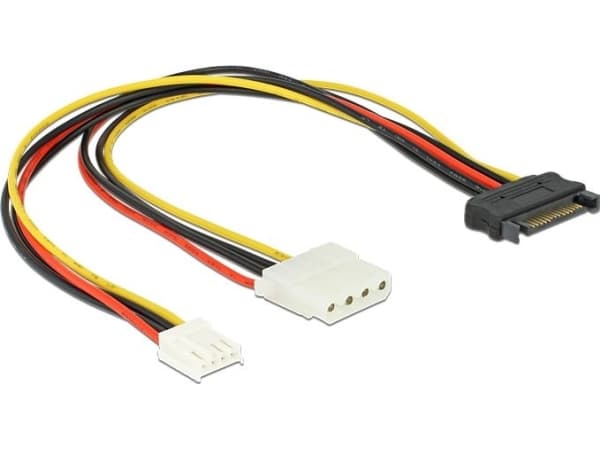 Delock - Strømadapter - SATA-strøm (hann) til 4-pin intern strøm, 4-pin mini-strømkontakt (hunn) - 30 cm