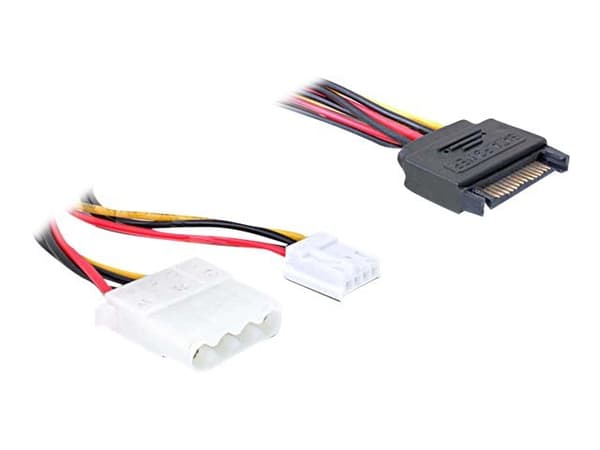 Delock - Strømadapter - SATA-strøm (hann) til 4-pin intern strøm, 4-pin mini-strømkontakt (hunn) - 30 cm