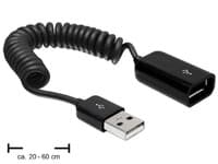 Delock - USB-förlängningskabel - USB (hane) till USB (hona) - 60 cm - lindad - svart