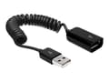 Miniatyrbild 1 av 5: Delock - USB-förlängningskabel - USB (hane) till USB (hona) - 60 cm - lindad - svart