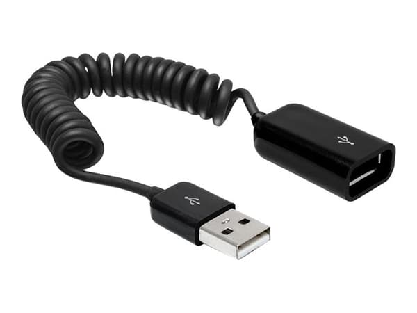 Delock - USB-förlängningskabel - USB (hane) till USB (hona) - 60 cm - lindad - svart