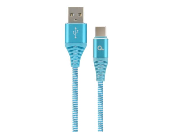 Cablexpert Premium - USB-kabel - 24 pin USB-C (hane) till USB (hane) - USB 2.0 - 2.1 A - 2 m - turkosblå, vit