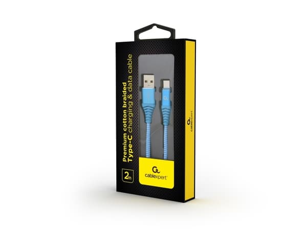 Cablexpert Premium - USB-kabel - 24 pin USB-C (hane) till USB (hane) - USB 2.0 - 2.1 A - 2 m - turkosblå, vit