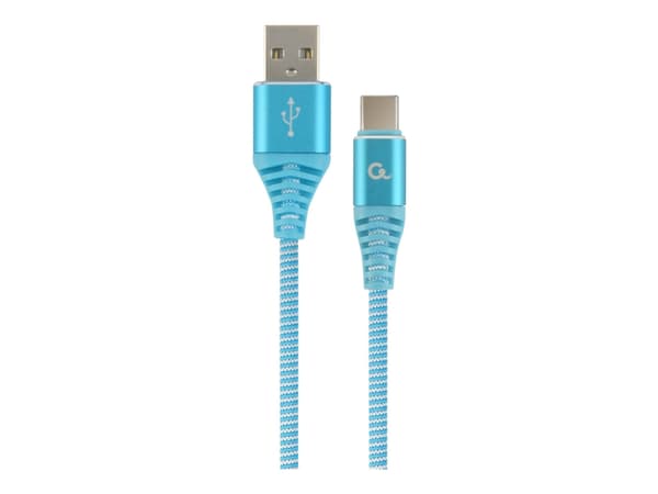 Cablexpert Premium - USB-kabel - 24 pin USB-C (hane) till USB (hane) - USB 2.0 - 2.1 A - 2 m - turkosblå, vit
