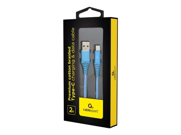 Cablexpert Premium - USB-kabel - 24 pin USB-C (hane) till USB (hane) - USB 2.0 - 2.1 A - 2 m - turkosblå, vit