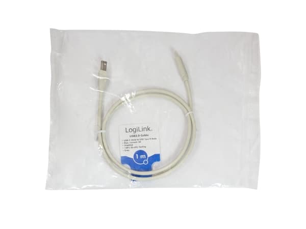 LogiLink CU0160, 1 m, USB C, USB B, USB 2.0, 480 Mbit/s, Hvit
