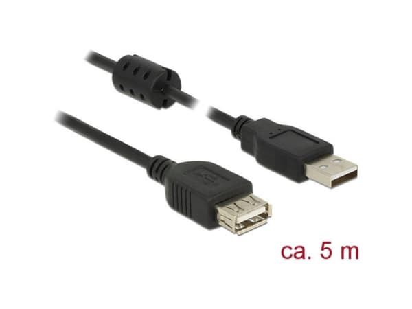 Delock - USB-förlängningskabel - USB (hane) till USB (hona) - USB 2.0 - 5 m - svart