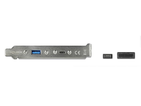 Delock Slot bracket - USB-panel - 19-stifts USB 3.0-kontakt, 20-stift USB 3.1-överdel till USB typ A, 24 pin USB-C (hona) - 5 / 20 V - 50 cm - svart