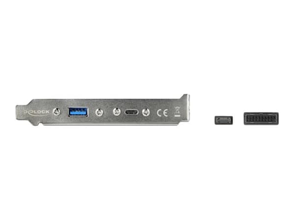 Delock Slot bracket - USB-panel - 19-stifts USB 3.0-kontakt, 20-stift USB 3.1-överdel till USB typ A, 24 pin USB-C (hona) - 5 / 20 V - 50 cm - svart