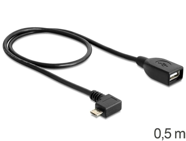 Delock - USB-kabel - USB (hona) till mikro-USB typ B (hane) - USB 2.0 OTG - 50 cm - 90° kontakt