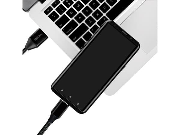 LogiLink CU0140, 1 m, USB C, USB A, USB 2.0, 0,48 Gbit/s, Svart