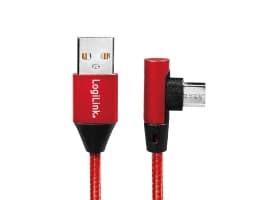 LogiLink CU0150, 1 m, USB A, Micro-USB B, USB 2.0, 0,48 Gbit/s, Svart, Röd