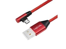 LogiLink CU0150, 1 m, USB A, Micro-USB B, USB 2.0, 0,48 Gbit/s, Svart, Röd