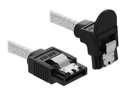 Delock - SATA-kabel - Serial ATA 150/300/600 - SATA (R) rett til SATA (R) vinklet nedover - 50 cm - gjennomsiktig