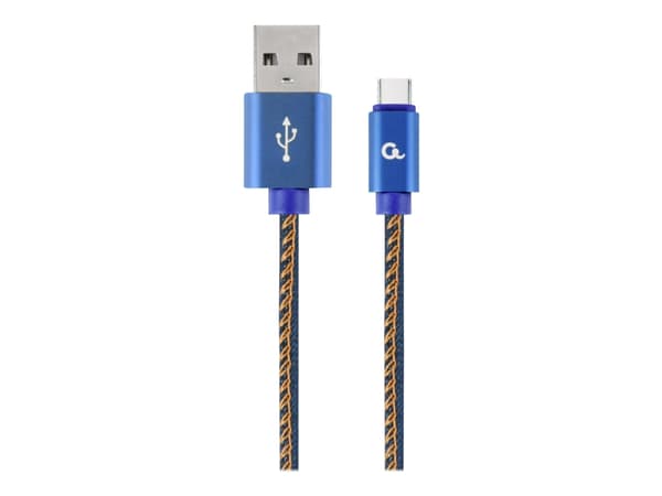 Cablexpert Premium Jeans - USB-kaapeli - 24-nastainen USB-C (han) til USB (han) - USB 2.0 - 2,1 A - 2 m - sininen, denim
