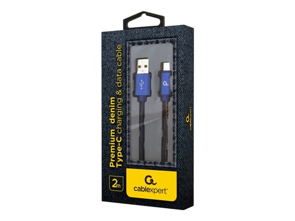 Cablexpert Premium Jeans - USB-kabel - 24 pin USB-C (hane) till USB (hane) - USB 2.0 - 2.1 A - 2 m - denim, blå