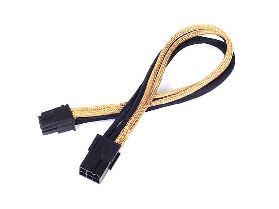 SilverStone PP07 - Virran jatkokaapeli - 6-nastainen PCIe-virta (naaras) 6-nastaiseen PCIe-virtaan (uros) - 25 cm - musta/kultainen
