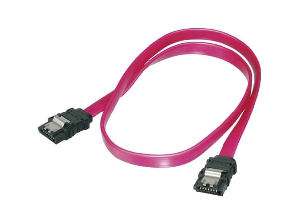 ASSMANN - SATA-kabel - Serial ATA 150/300/600 - SATA till SATA - 50 cm - sprintlåsning, formpressad, platt - röd