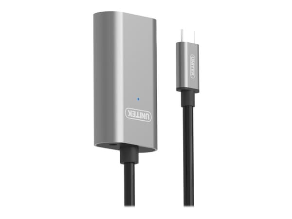 Unitek U305A - USB-förlängningskabel - 24 pin USB-C (hane) till 24 pin USB-C (hona) - USB 3.1 Gen1 - 5 m - aktiv - rymdgrå