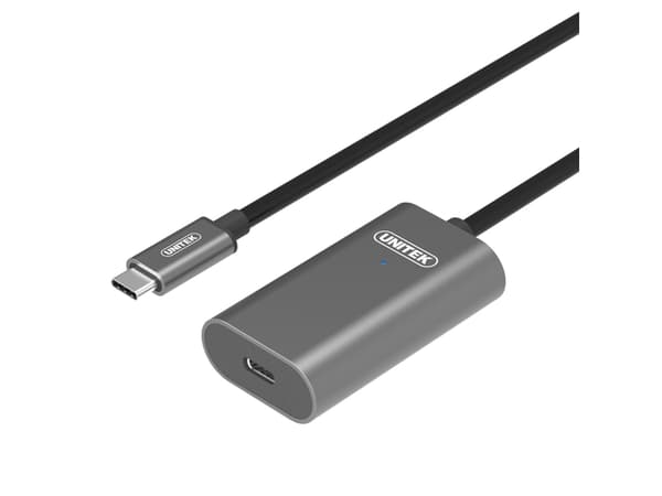 Unitek U305A - USB-förlängningskabel - 24 pin USB-C (hane) till 24 pin USB-C (hona) - USB 3.1 Gen1 - 5 m - aktiv - rymdgrå
