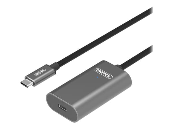 Unitek U305A - USB-förlängningskabel - 24 pin USB-C (hane) till 24 pin USB-C (hona) - USB 3.1 Gen1 - 5 m - aktiv - rymdgrå