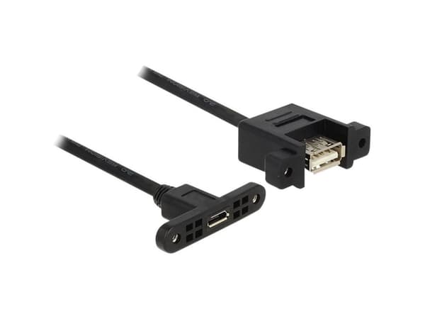 Delock Panel-mount - USB-kabel - USB (hona) till Micro-USB Type B (hona) - USB 2.0 - 1 m - svart