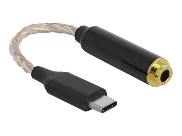 Delock - Audioadapter - 24 pin USB-C hann til balansert stereo 4,4 mm hunn - 12.5 cm