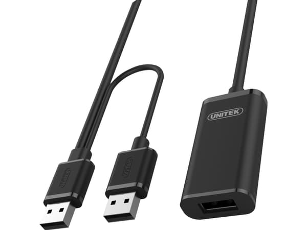 Unitek - USB-forlengelseskabel - USB (hunn) til USB, USB (kun strøm) (hann) - USB 2.0 - 5 m - aktiv - svart