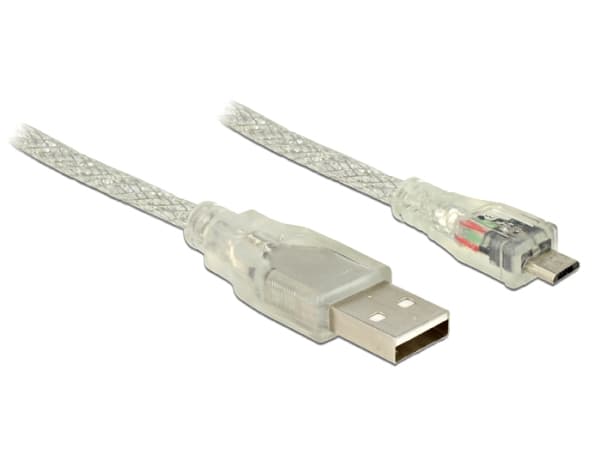 Delock - USB-kabel - mikro-USB typ B (hane) till USB (hane) - USB 2.0 - 2 m - transparent