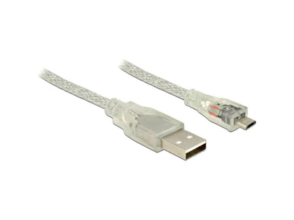 Delock - USB-kabel - mikro-USB typ B (hane) till USB (hane) - USB 2.0 - 2 m - transparent