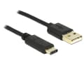 Miniatyrbild 2 av 5: Delock - USB-kabel - 24 pin USB-C (han) til USB (han) - USB 2.0 - 3 A - 2 m - sort
