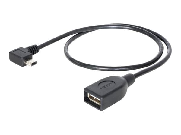 DeLOCK - USB-kabel - USB (hun) til mini-USB type B (han) - USB 2.0 OTG - 50 cm - 90° stikforbindelse