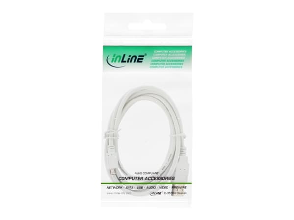 InLine 31705W, 0,5 m, USB A, Micro-USB B, USB 2.0, Hane/Hane, Vit
