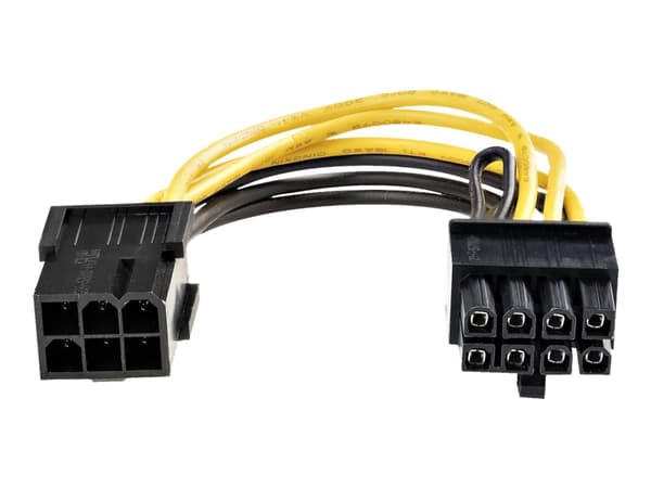 StarTech.com PCI Express 6 pin to 8 pin Power Adapter Cable - Strømadapter - 6-pins PCIe-strøm (hunn) til 8-pins PCIe-strøm (hann) - 15.5 cm - gul -