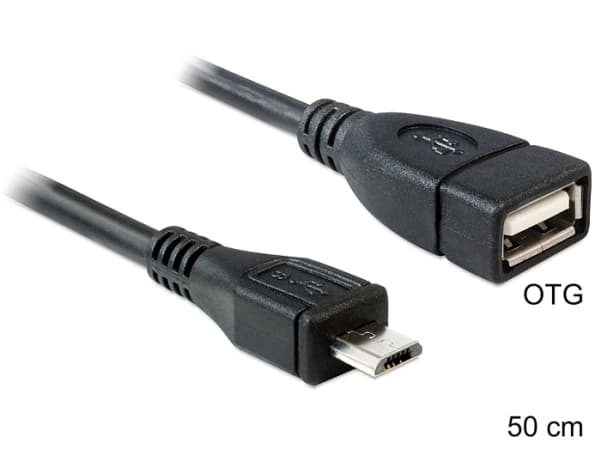 Delock - USB-kabel - mikro-USB typ B (hane) till USB (hona) - USB 2.0 OTG - 50 cm
