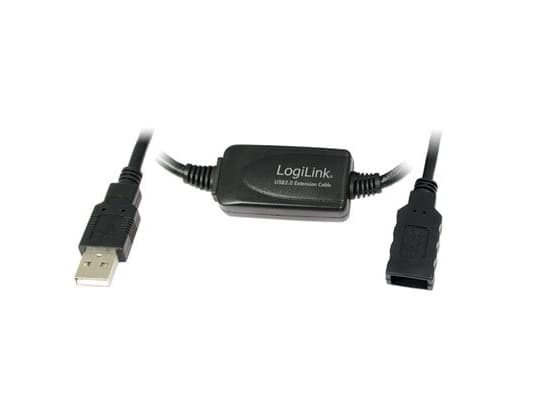 LogiLink - USB-förlängningskabel - USB (hane) till USB (hona) - USB 2.0 - 15 m - aktiv - svart