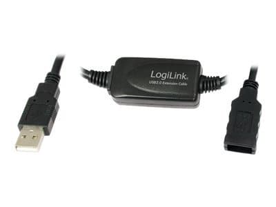 LogiLink - USB-förlängningskabel - USB (hane) till USB (hona) - USB 2.0 - 15 m - aktiv - svart