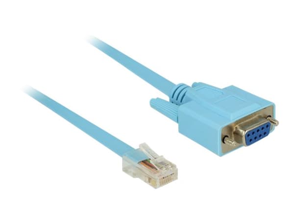 Delock Adapter RS-232 DB9 naaras &gt; 1 x Serial RS-232 RJ45 uros - Serielt kabel - DB-9 (hun) kan skrues til RJ-45 (han) - 1 m - blå
