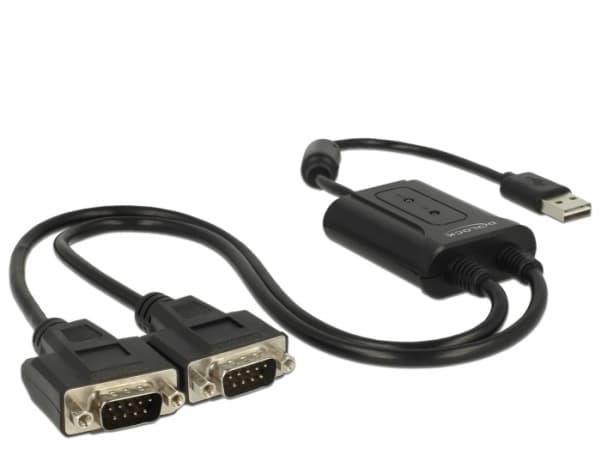 Delock USB 2.0 to 2 x serial RS-232 - Seriell adapter - USB 2.0 - RS-232 x 2